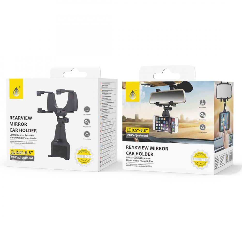 Support voiture pour miroir central E6279 pour smartphone jusqu'à 6.8"