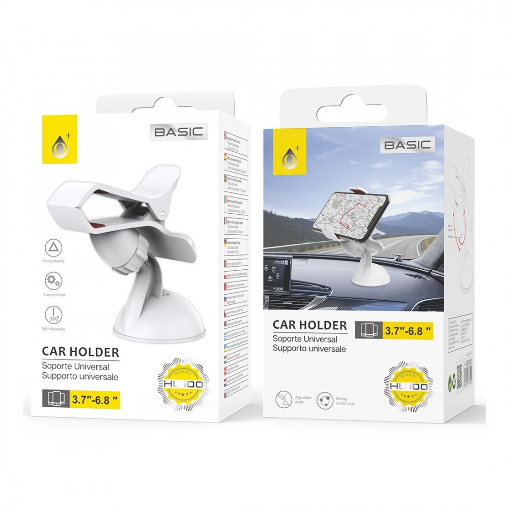 Support voiture ventouse à pince HU100 - Blanc