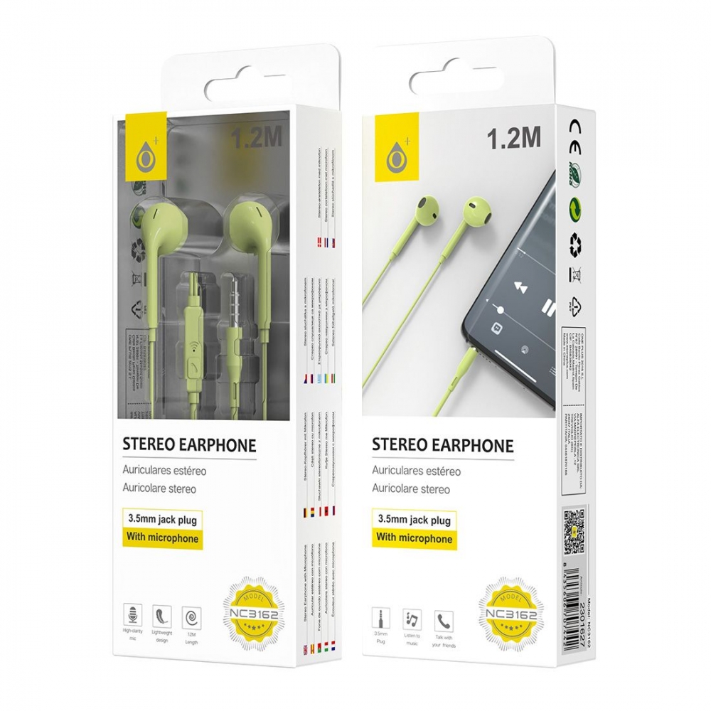 Kit piéton stéréo intra auriculaire jack 3.5mm avec telecommande NC3162
