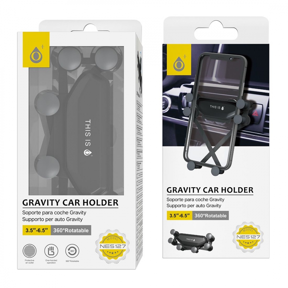 Support voiture grille d'aeration  Gravity car NE5127 - NOIR