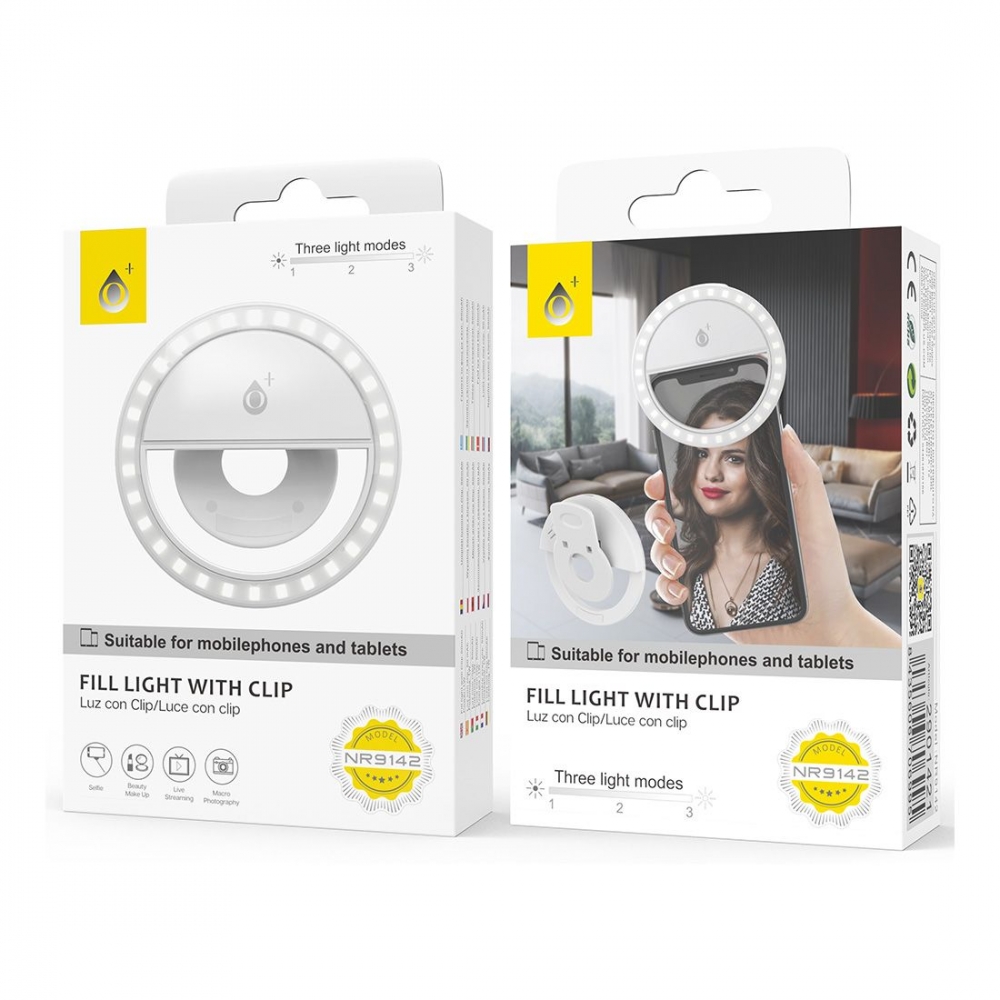 Pince ring light pour smartphone NR9142 - blanc