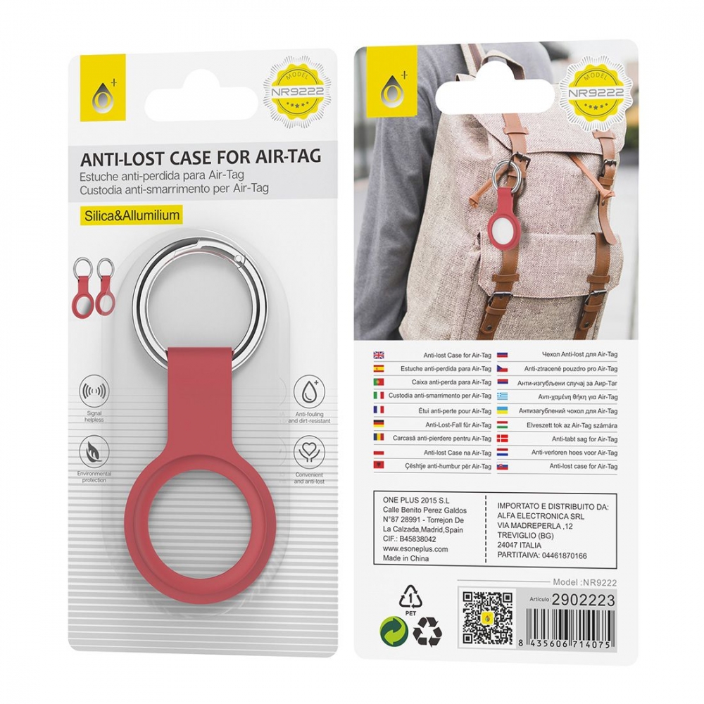 Porte clef en silicone Airtag NR9222 - Rouge