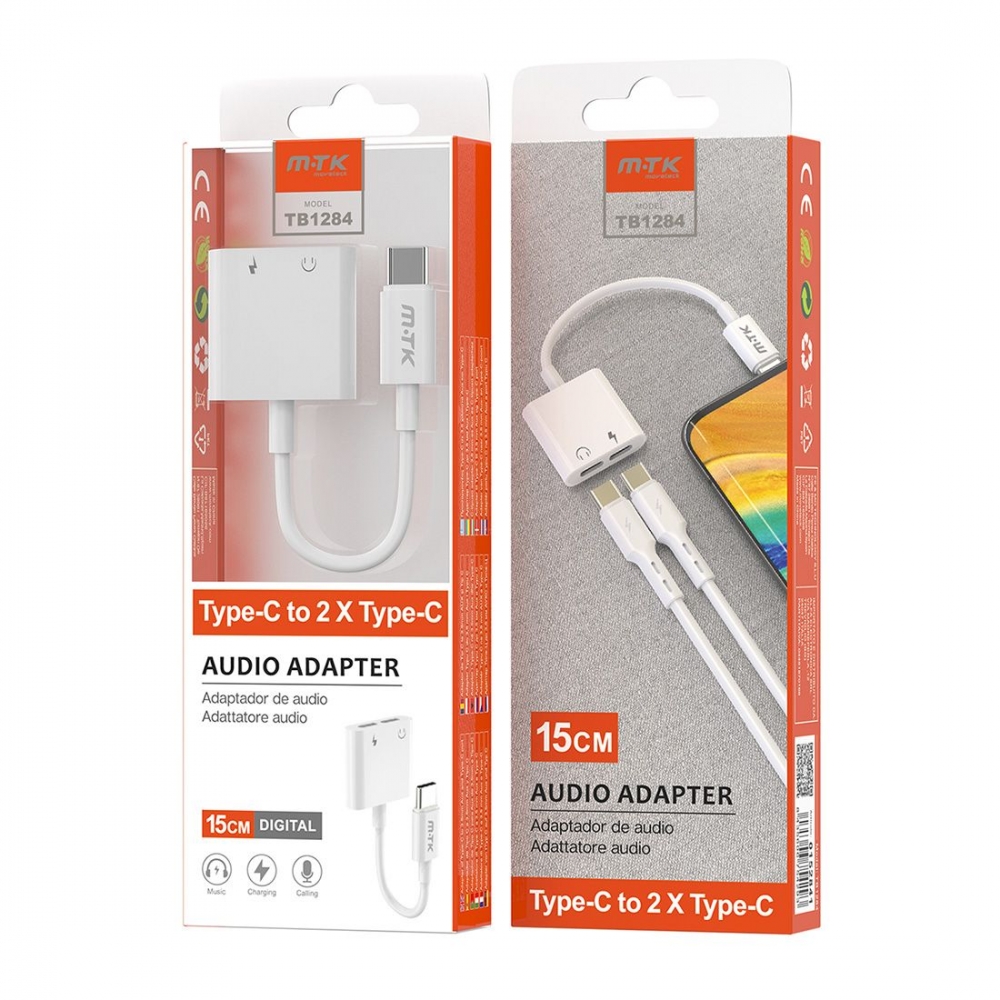 Adaptateur Type-C avec 2 sorties Type-C longueur 15cm TB1284