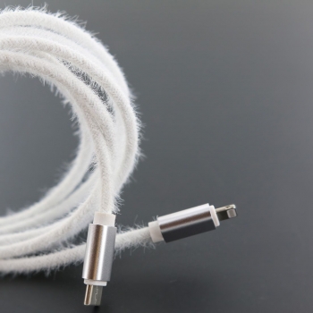 Cable de charge en tissus aspect laine-Type-C lightning 1.5M - Blanc