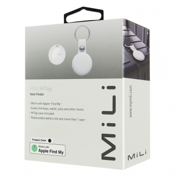 Mili Tag Localisateur avec Porte Clefs Apple Find My - Blanc
