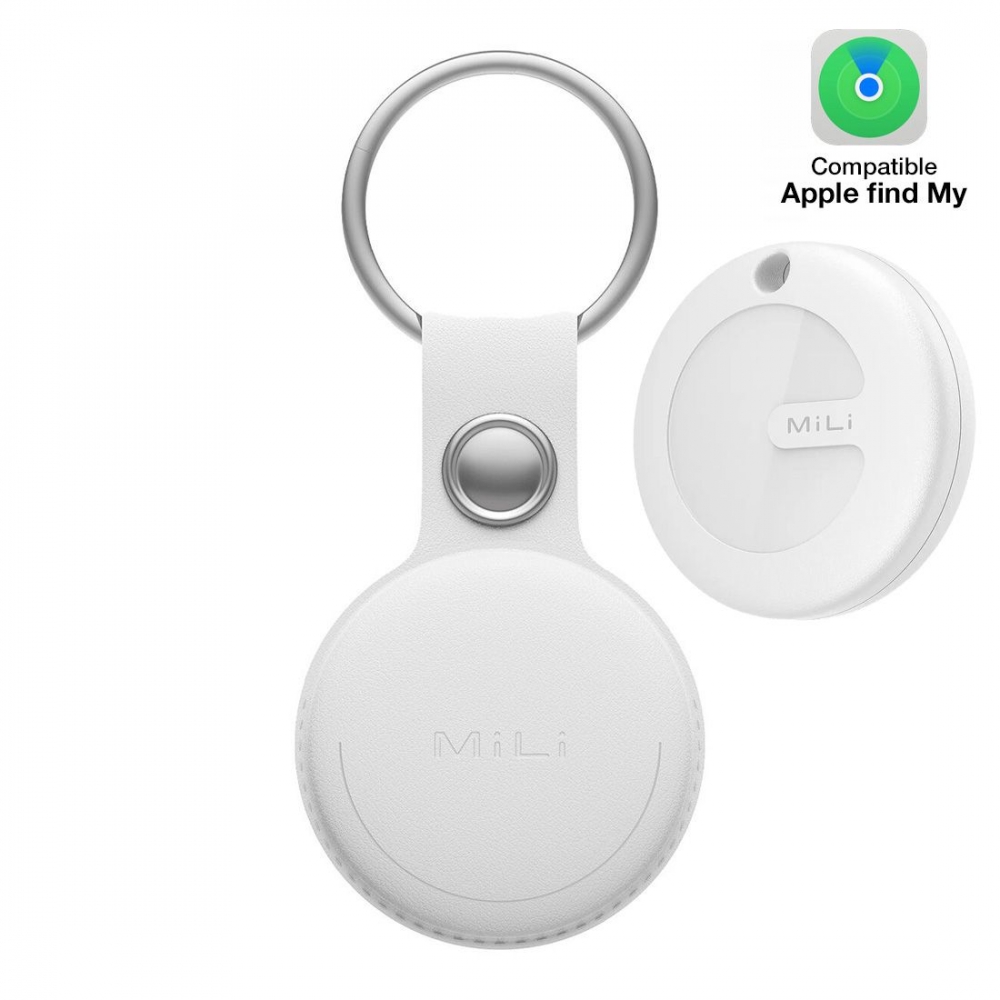 Mili Tag Localisateur avec Porte Clefs Apple Find My - Blanc
