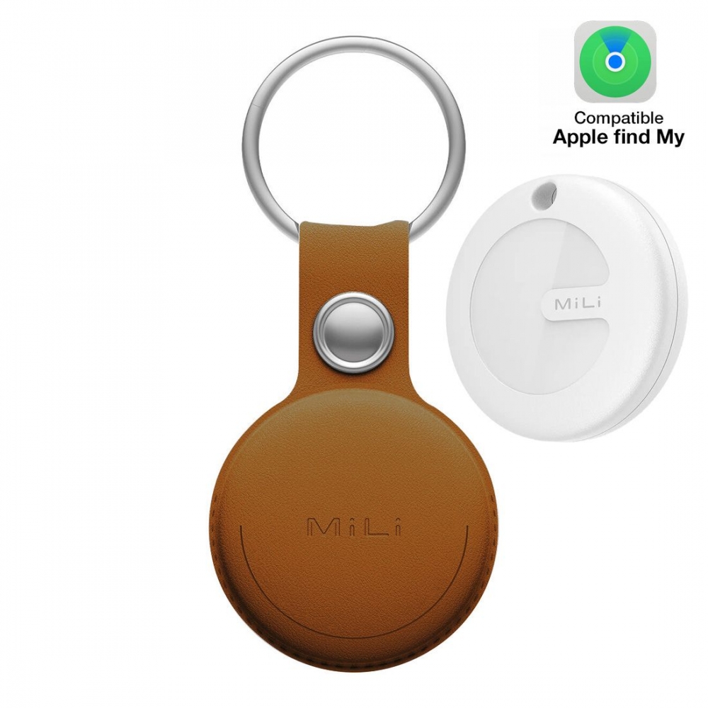 Mili Tag Localisateur avec Porte Clefs Apple Find My - Marron