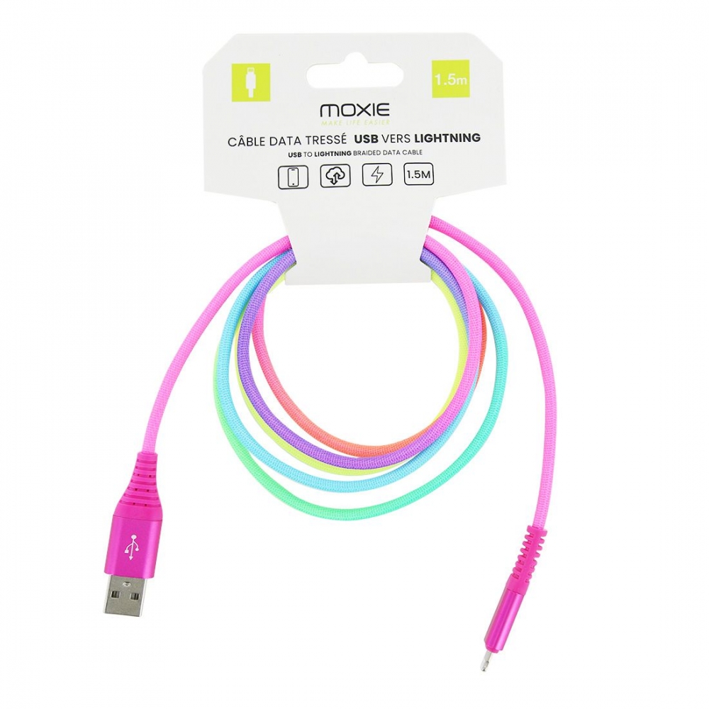 Cable de charge arc en ciel USB-A vers Lightning - 1.5M