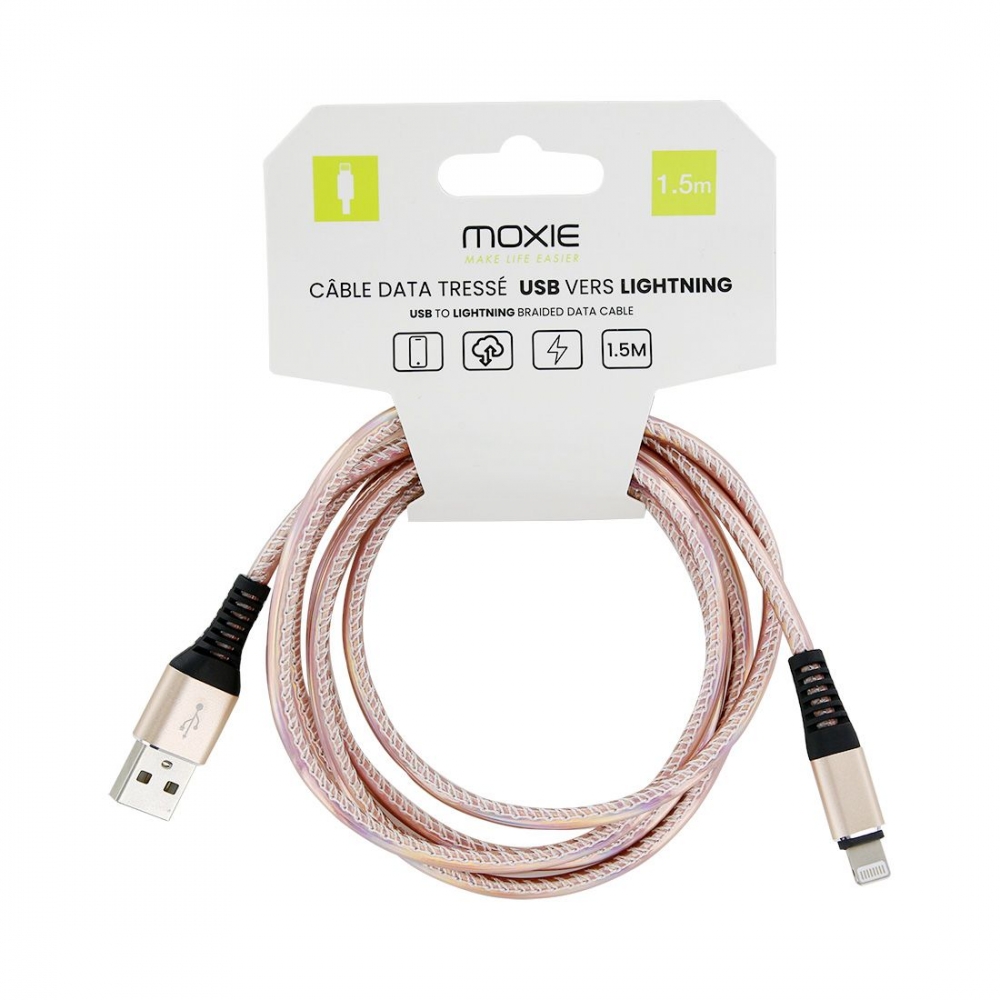 Cable de charge Irisé USB-A vers lightning - 1.5M - Rose gold