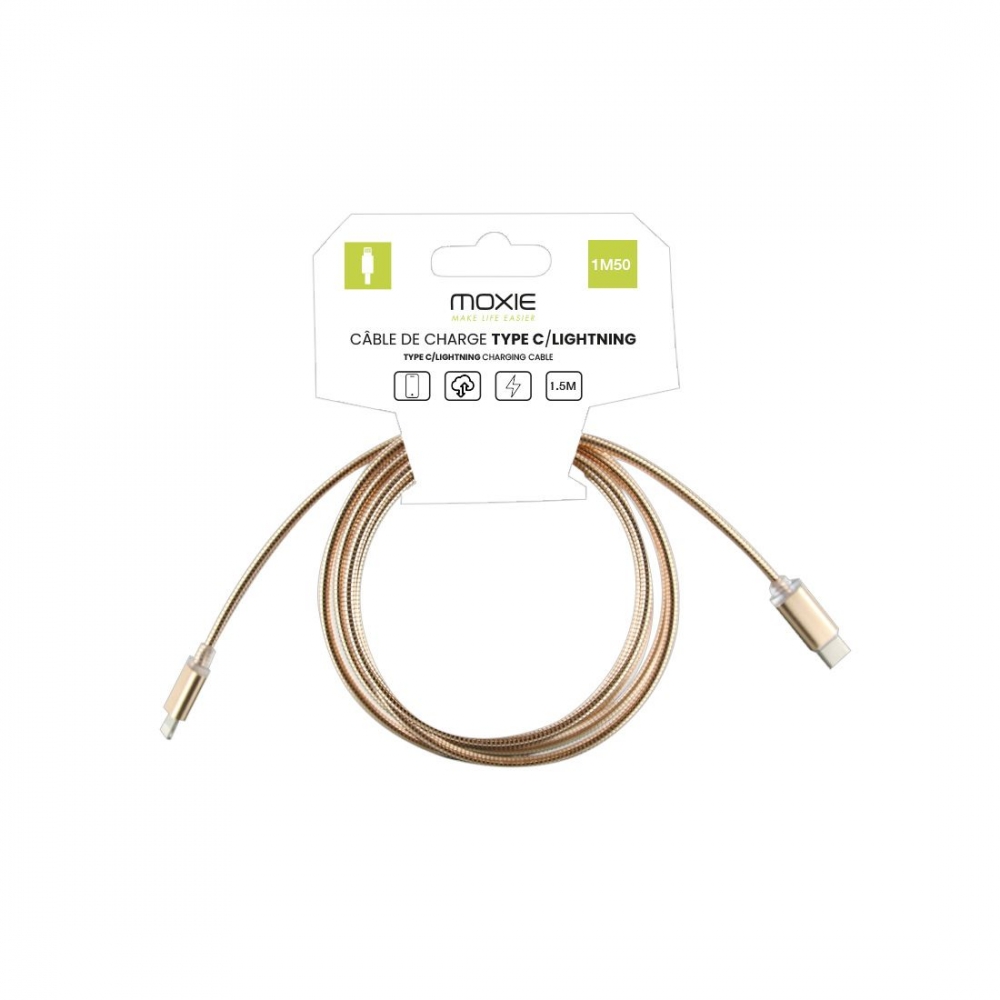 Cable de charge en metal Type-C vers lightning - 1.5M - Rose gold