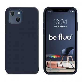 Coque Silicone Moxie BeFluo Fine et Légère pour iPhone 15, Intérieur Microfibre - Bleu foncé