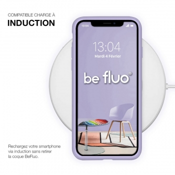 Coque Silicone Moxie BeFluo Fine et Légère pour iPhone 15 Pro, Intérieur Microfibre - Lilas