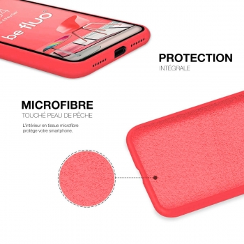 Coque Silicone Moxie BeFluo Fine et Légère pour iPhone 15 Pro, Intérieur Microfibre - Rose