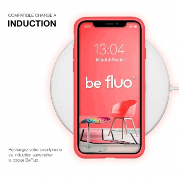 Coque Silicone Moxie BeFluo Fine et Légère pour iPhone 15 Pro, Intérieur Microfibre - Rose