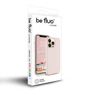 Coque Silicone Moxie BeFluo Fine et Légère pour iPhone 15 Pro, Intérieur Microfibre - Rose des sables
