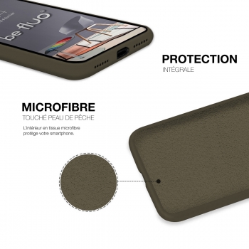 Coque Silicone Moxie BeFluo Fine et Légère pour iPhone 15 Pro, Intérieur Microfibre - Pin vert