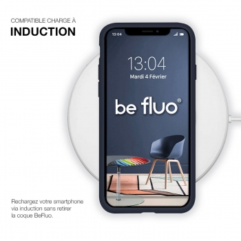 Coque Silicone Moxie BeFluo Fine et Légère pour iPhone 15 Pro Max, Intérieur Microfibre - Bleu foncé