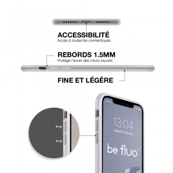 Coque Silicone Moxie BeFluo Fine et Légère pour iPhone 15 Pro Max, Intérieur Microfibre - Blanc