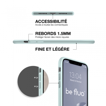 Coque Silicone Moxie BeFluo Fine et Légère pour iPhone 15 Pro Max, Intérieur Microfibre - Bleu glacier