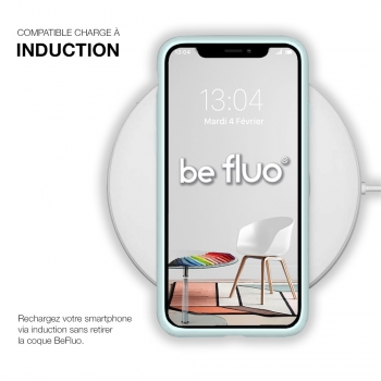 Coque Silicone Moxie BeFluo Fine et Légère pour iPhone 15 Pro Max, Intérieur Microfibre - Bleu glacier