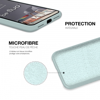 Coque Silicone Moxie BeFluo Fine et Légère pour iPhone 15 Pro Max, Intérieur Microfibre - Bleu glacier