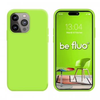Coque Silicone Moxie BeFluo Fine et Légère pour iPhone 15 Pro max, Intérieur Microfibre - Vert pomme