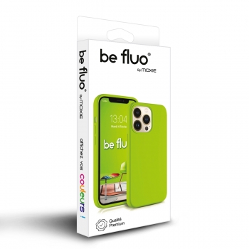 Coque Silicone Moxie BeFluo Fine et Légère pour iPhone 15 Pro max, Intérieur Microfibre - Vert pomme