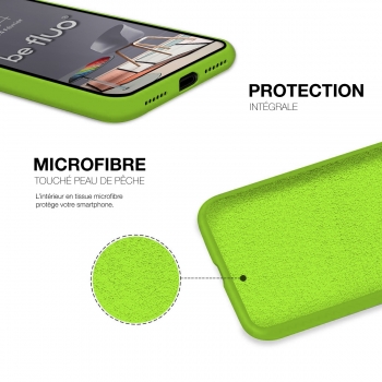 Coque Silicone Moxie BeFluo Fine et Légère pour iPhone 15 Pro max, Intérieur Microfibre - Vert pomme