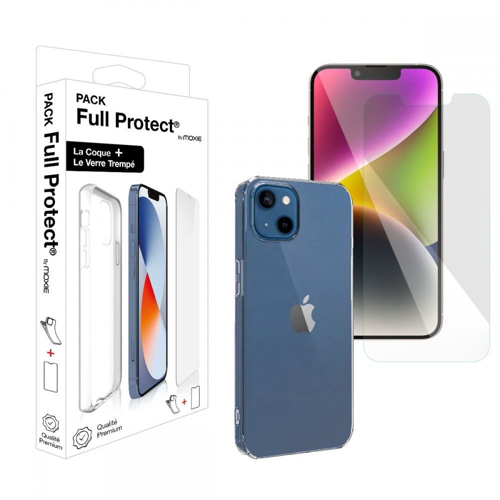 Pack Moxie 1 Housse TPU transparente + 1 verre trempé 2.5D Apple