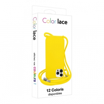 Coque premium + lacet Color lace pour iphone 15 - jaune
