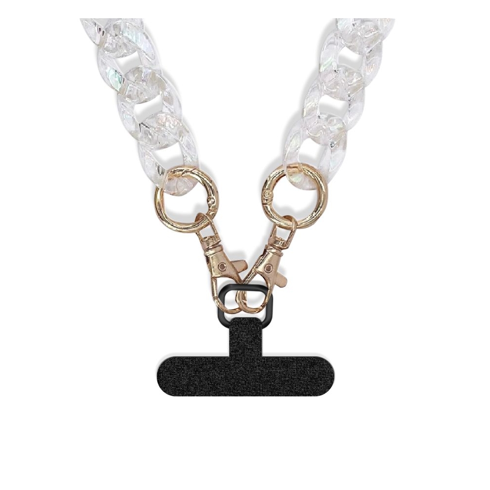 Chaine grosse maille avec pad universel - serie MURANO - Transparent irisé - 1.2m