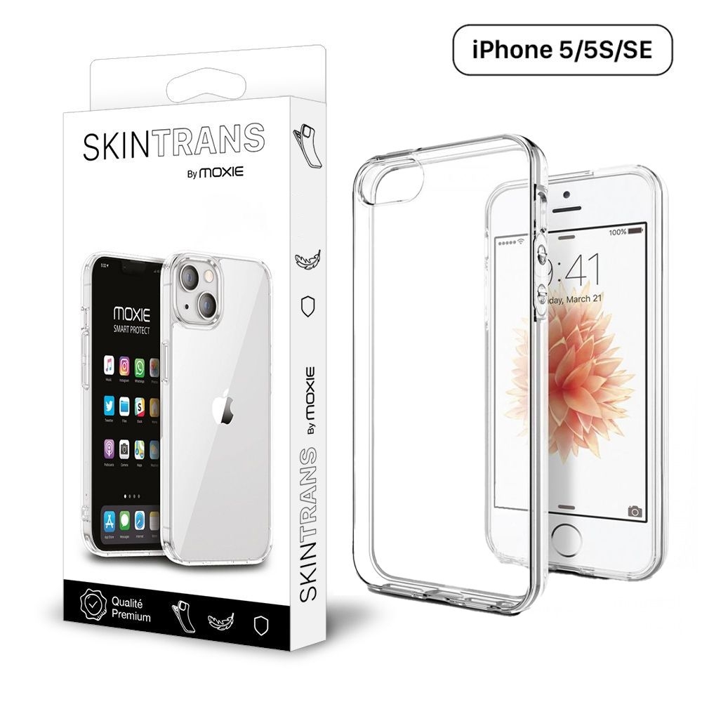 Moxie Coque iPhone SE / iPhone 5S / iPhone 5 [Skintrans] Coque en TPU Souple Transparente Ultra Fine en Silicone, Anti-traces, Ajustement Parfait pour iPhone SE/5S/5 - Transparent