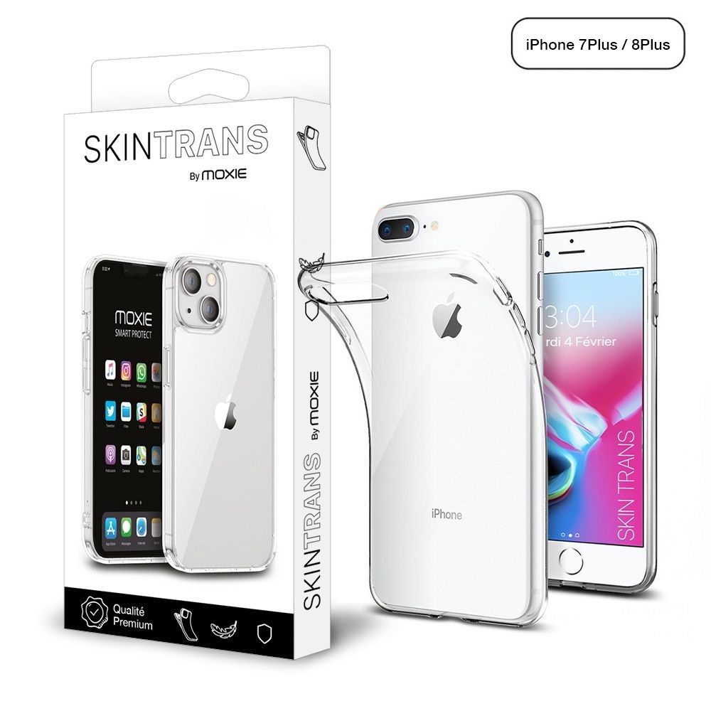 Moxie Coque iPhone 7 Plus / iPhone 8 Plus [Skintrans] Coque en TPU Souple Transparente Ultra Fine en Silicone, Anti-traces, Ajustement Parfait pour iPhone 8+ et iPhone 7+ - Transparent