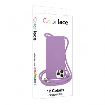 Coque premium + lacet Color lace pour iphone 15 Pro - lilas