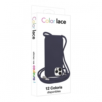 Coque premium + lacet Color lace pour iphone 15 Pro - bleu foncée
