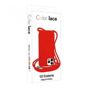Coque premium + lacet Color lace pour iphone 15 Pro Max - rouge