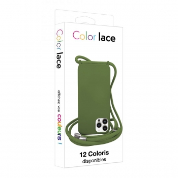 Coque premium + lacet Color lace pour iphone 15 Pro Max - vert kaki