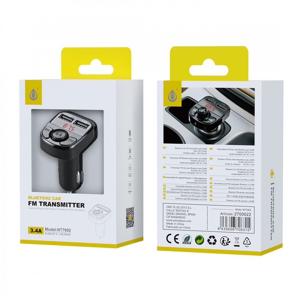 Transmetteur FM Bluetooth bluetooth 4.2 + 2 USB NT7002
