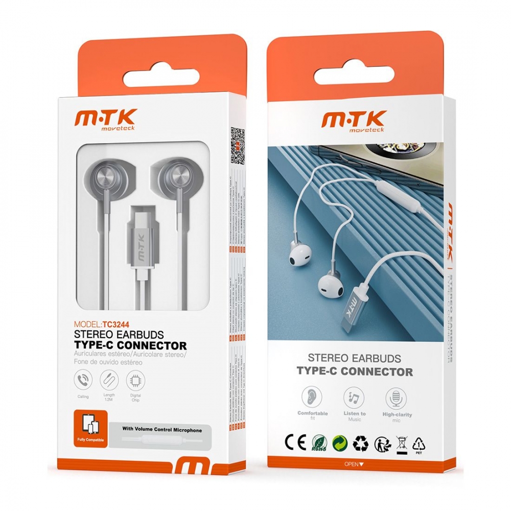 kit pieton intra auriculaire Type-C TC3244 pour les nouveaux iPhone-blanc- Blanc