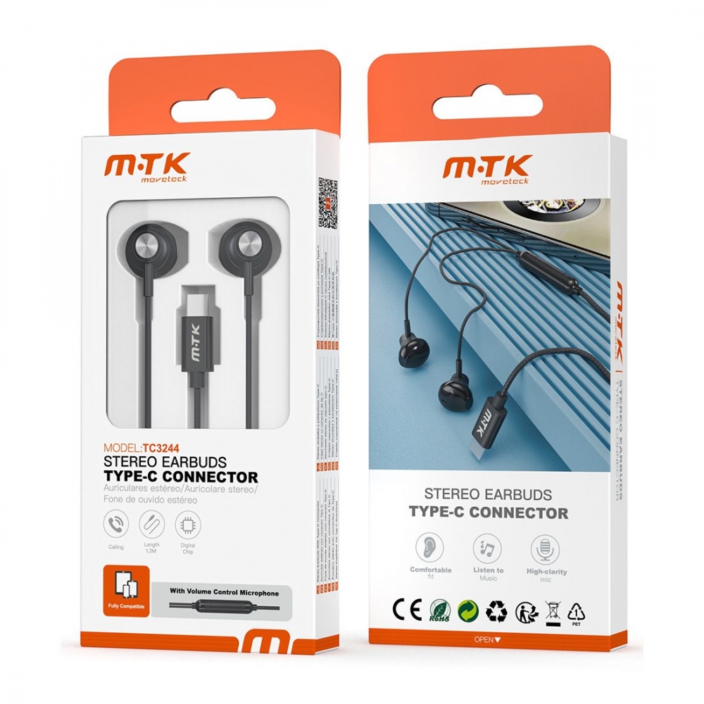 kit pieton intra auriculaire Type-C TC3244 pour les nouveaux iPhone - Noir