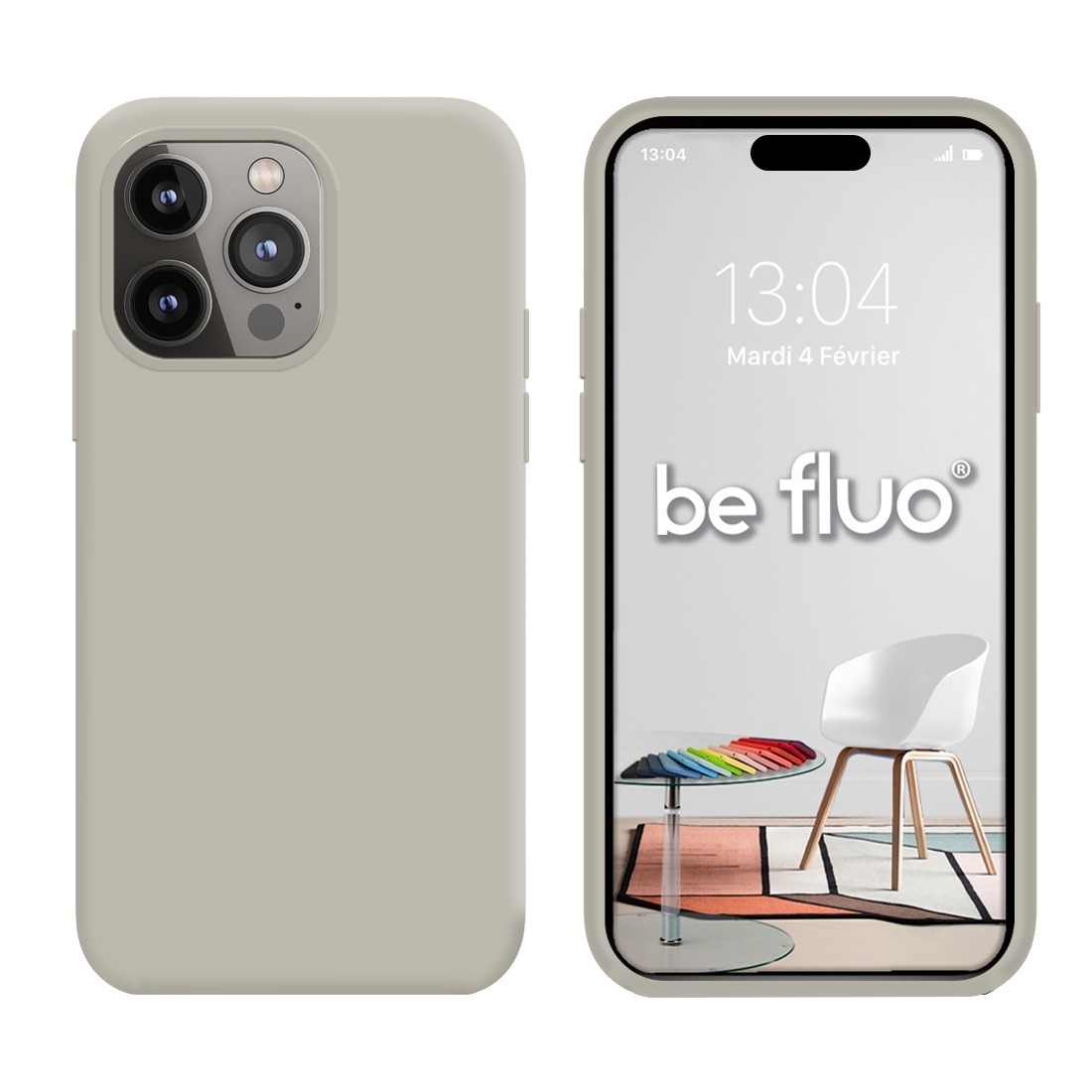 Coque Silicone Moxie BeFluo Fine et Légère pour iPhone 16 Pro Max, Intérieur Microfibre - Gris Nardo