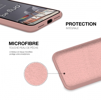 Coque Silicone Moxie BeFluo Fine et Légère pour iPhone 16 Pro Max, Intérieur Microfibre - Rose clair