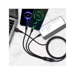 Câble de charge 5 en 1 avec porte logo lumineux à Led Rectangulaire - Noir