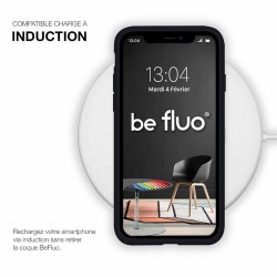 Coque Silicone Moxie BeFluo Fine et Légère pour iPhone 16e, Intérieur Microfibre - noir