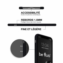 Coque Silicone Moxie BeFluo Fine et Légère pour iPhone 16e, Intérieur Microfibre - noir
