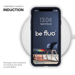 Coque Silicone Moxie BeFluo Fine et Légère pour iPhone 16e, Intérieur Microfibre - bleu foncé
