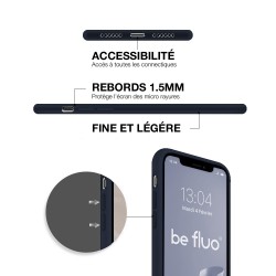 Coque Silicone Moxie BeFluo Fine et Légère pour iPhone 16e, Intérieur Microfibre - bleu foncé