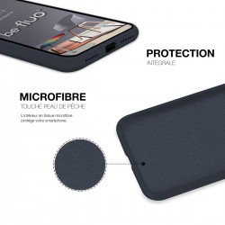 Coque Silicone Moxie BeFluo Fine et Légère pour iPhone 16e, Intérieur Microfibre - bleu foncé