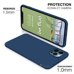 Coque Silicone Moxie BeFluo Fine et Légère pour iPhone 16e, Intérieur Microfibre - bleu marine