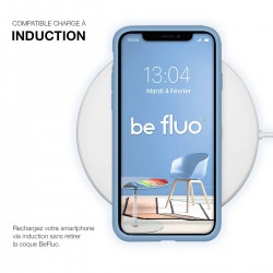 Coque Silicone Moxie BeFluo Fine et Légère pour iPhone 16e, Intérieur Microfibre - bleu acier